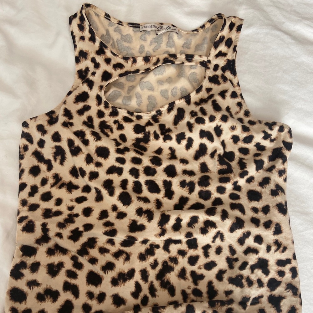Express leopard thong bodysuit